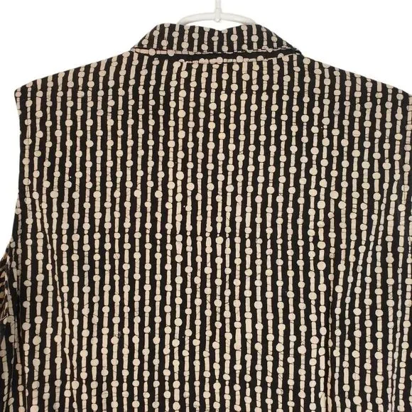 Marketplace Handwork of India Button-up Cotton Printed Shirt Blouse Black Tan 1W - Picture 5 of 12